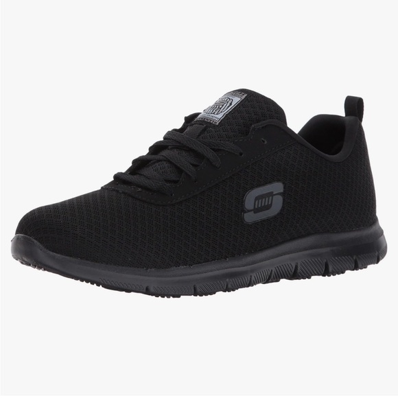Skechers Ghenter Bronaugh Shoes Womens 5 Black Work Slip Resistant 77210 BLK - Picture 1 of 4